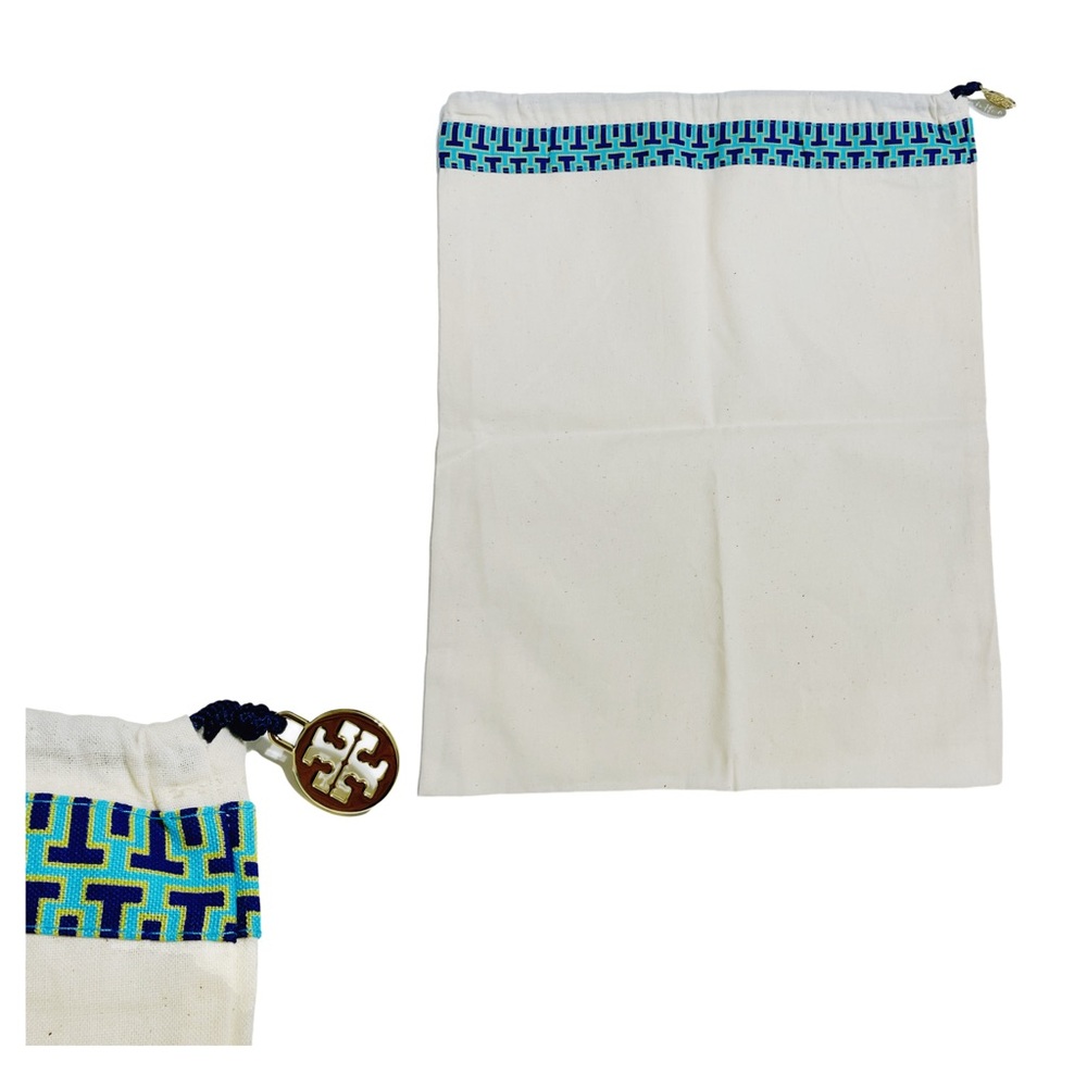 Tory Burch Dust Bag 15 in × 12 in Canvas Drawstring Strap Geometric Trim Charm